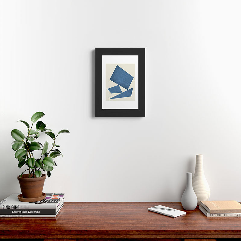 3 Forms Composition - Blue Framed Art Print