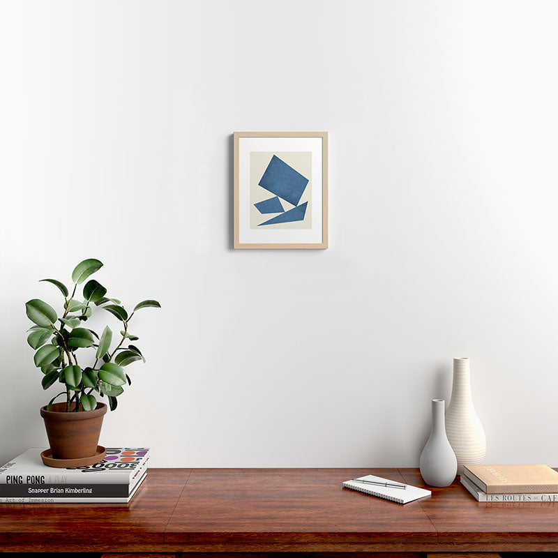 3 Forms Composition - Blue Framed Art Print