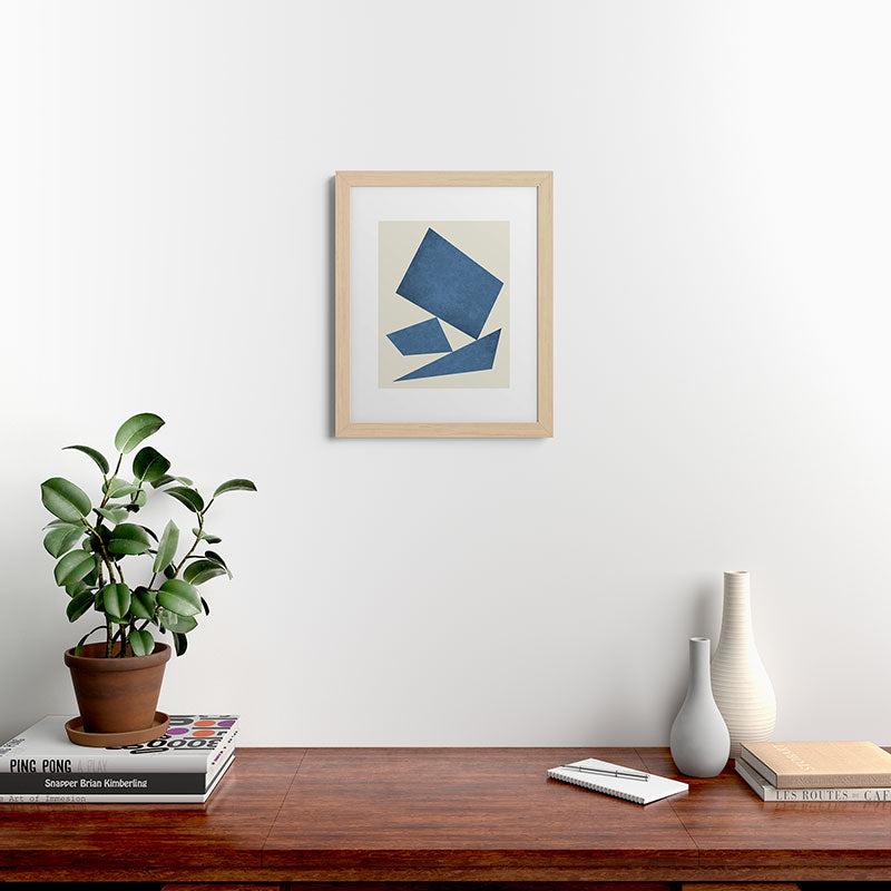 3 Forms Composition - Blue Framed Art Print