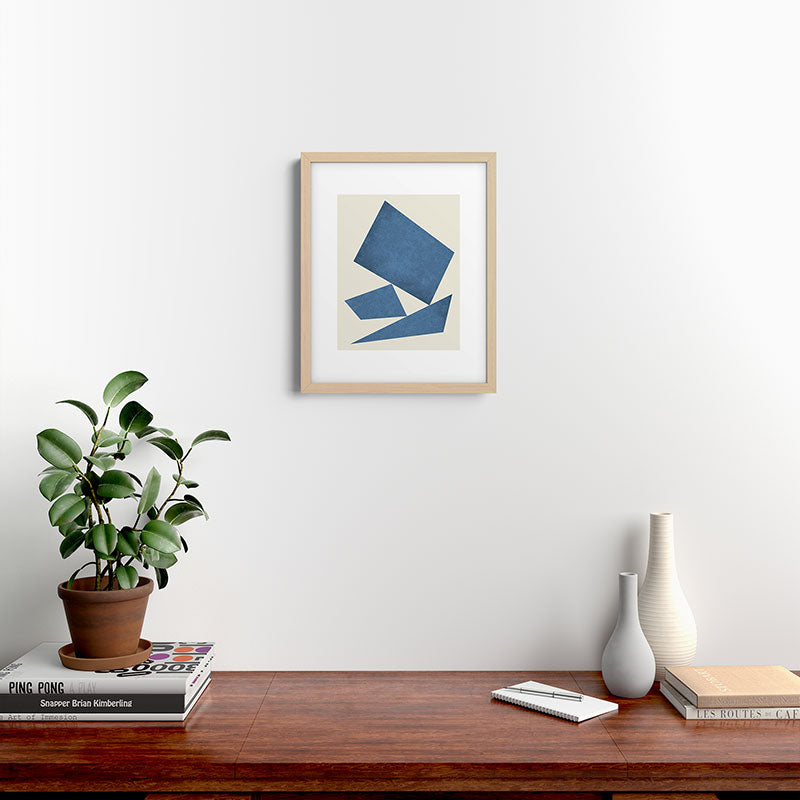 3 Forms Composition - Blue Framed Art Print
