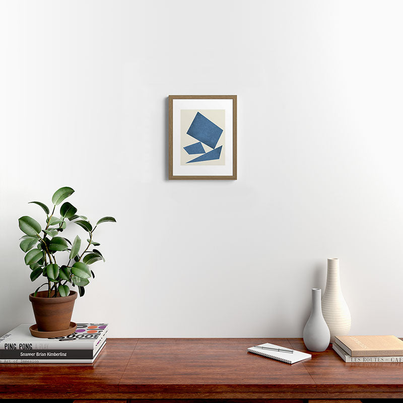 3 Forms Composition - Blue Framed Art Print