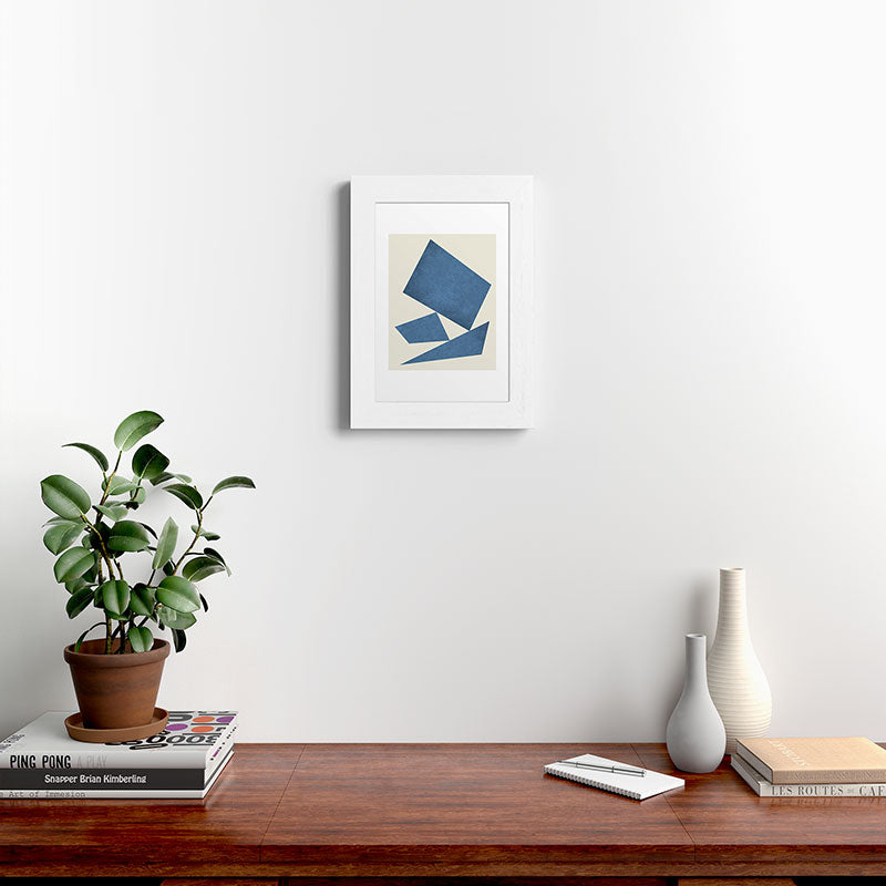 3 Forms Composition - Blue Framed Art Print