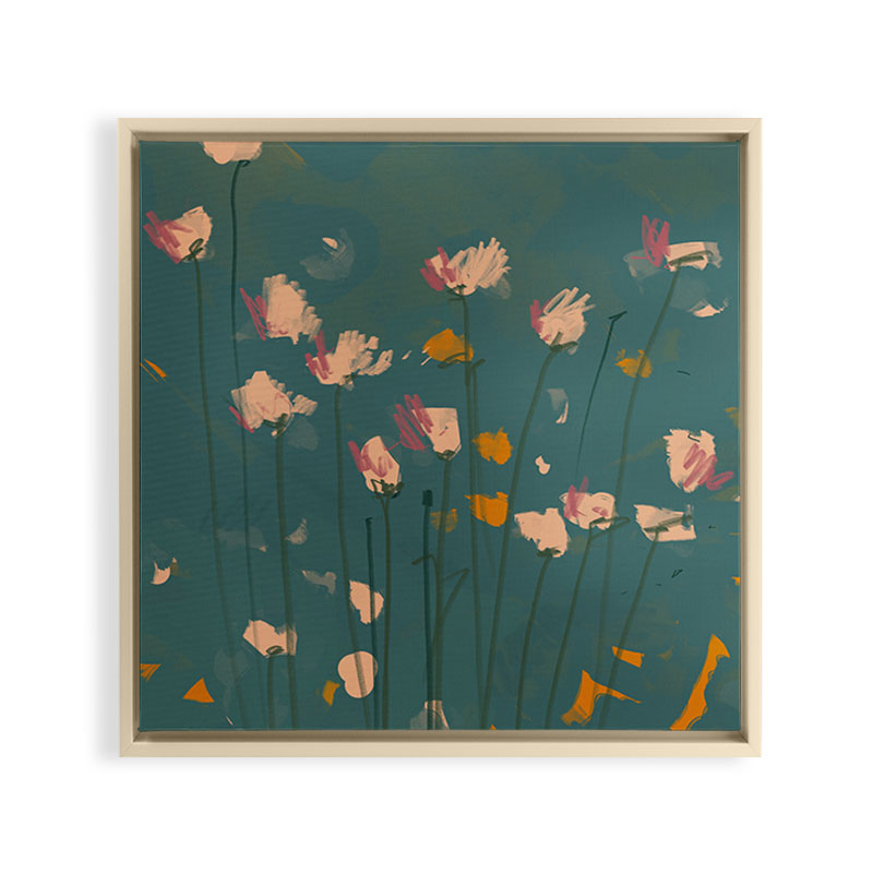 A Field Of Flowers Bloom Framed Canvas Print