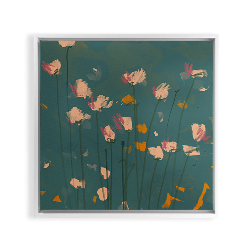 A Field Of Flowers Bloom Framed Canvas Print
