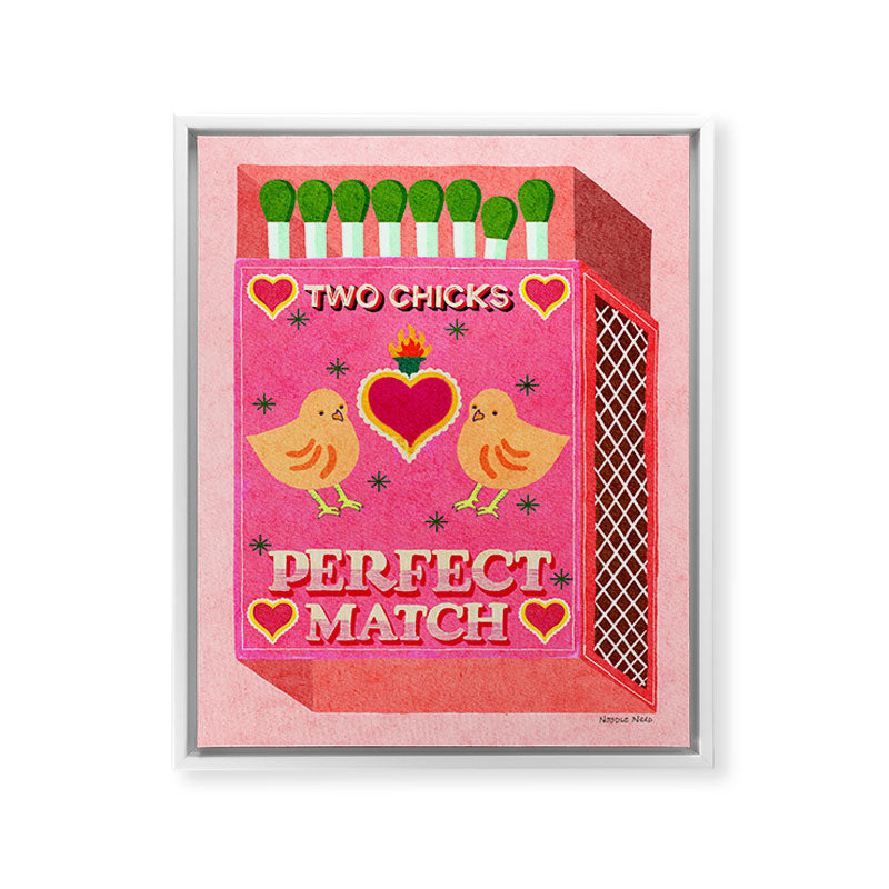 2 Chicks Perfect Match Vintage Matchbox Light Pink Palette Framed Canvas Print