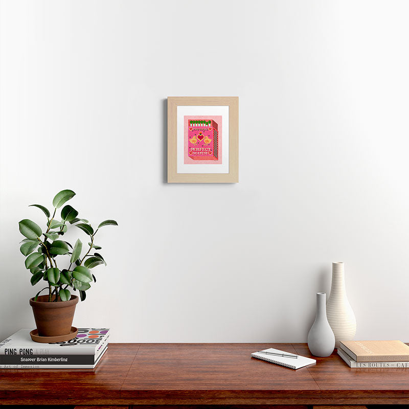 2 Chicks Perfect Match Vintage Matchbox Light Pink Palette Framed Art Print