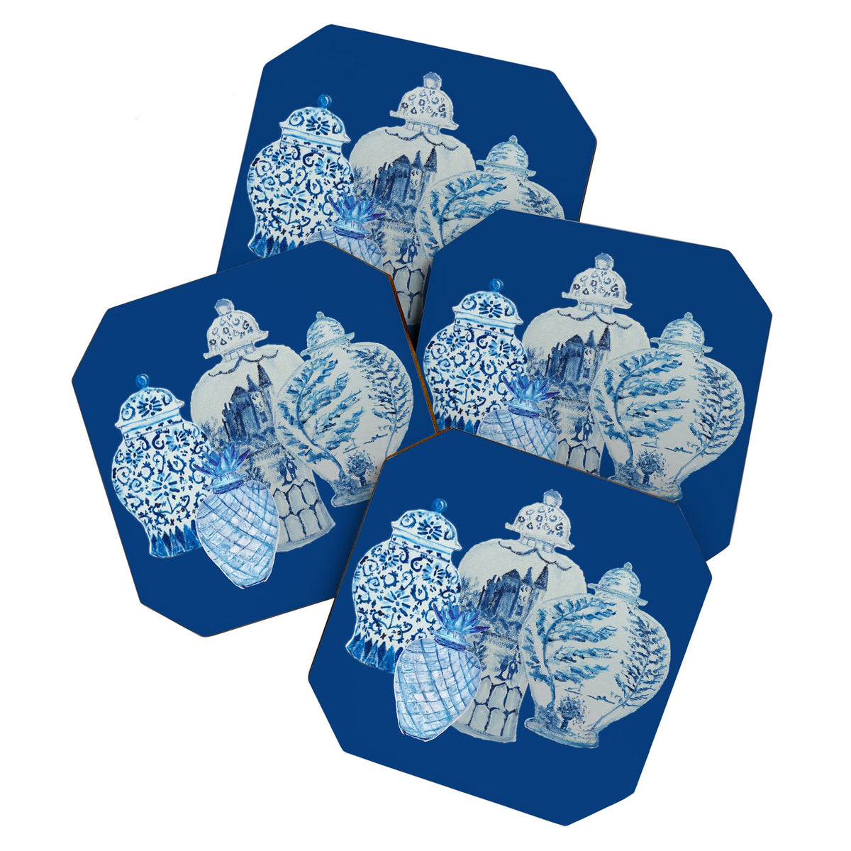 4 Four 4 Blue and White Ginger Jars  Coaster