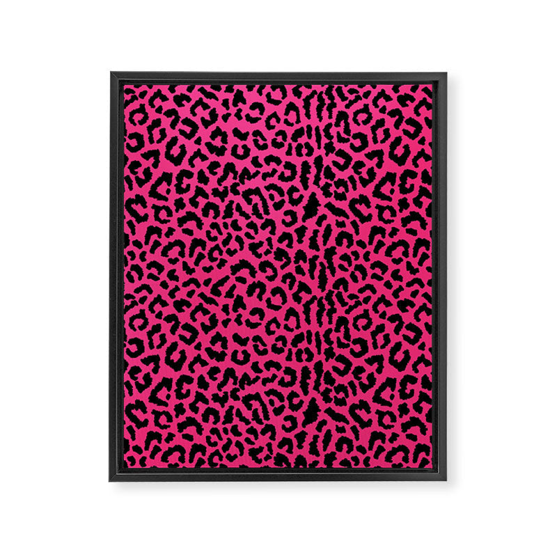 2000s leopard-black on hot pink Framed Canvas Print