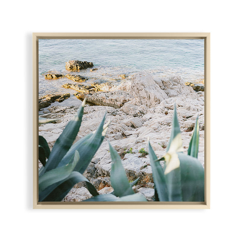 A few steps from the ocean | Fine art Croatia travel photography print | Coastal sea wall art Framed Canvas Print
