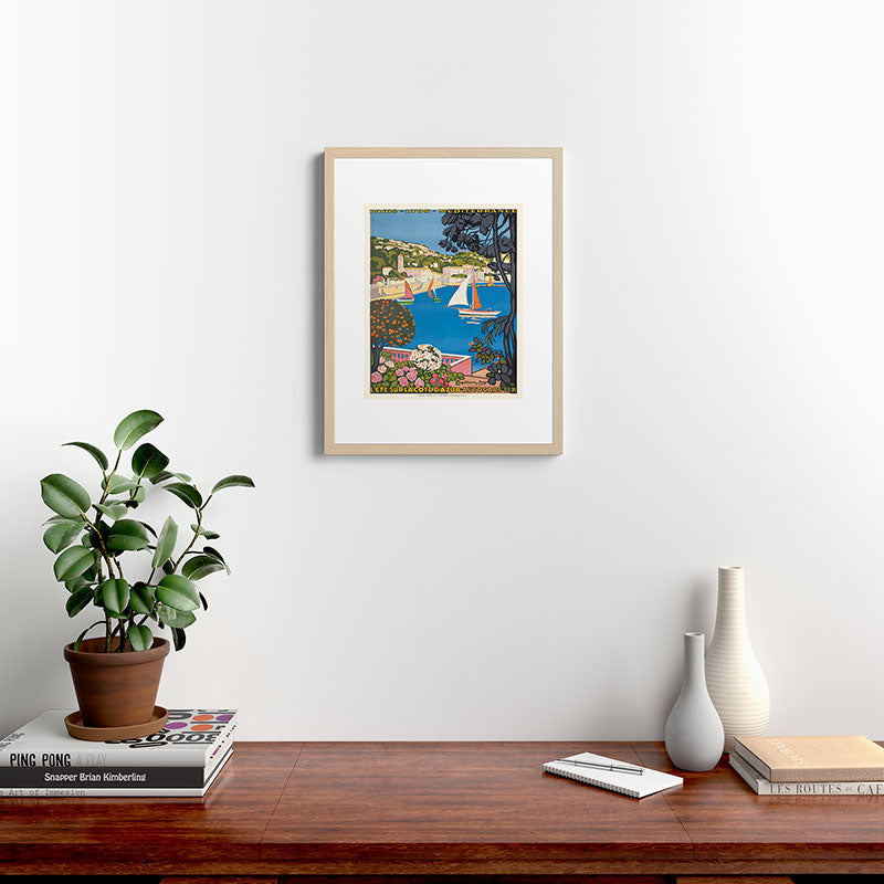 1926 FRANCE Summer On The Cote D'Azur Travel Poster Framed Art Print