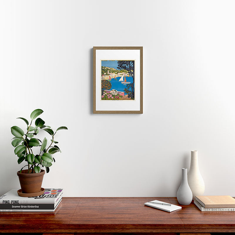 1926 FRANCE Summer On The Cote D'Azur Travel Poster Framed Art Print