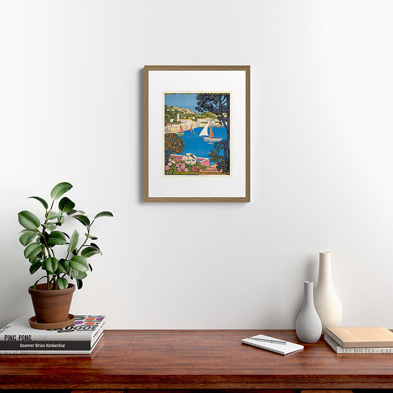 1926 FRANCE Summer On The Cote D'Azur Travel Poster Framed Art Print