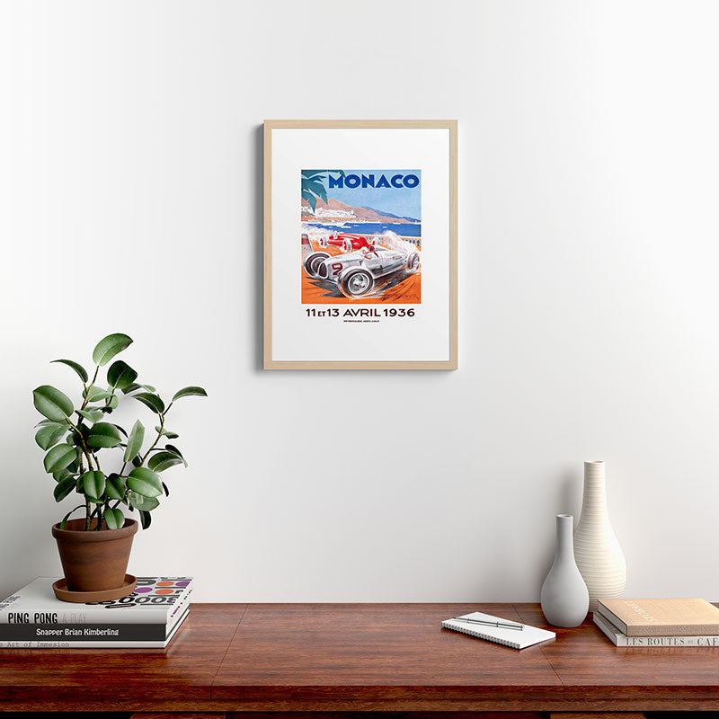 1936 Monaco Grand Prix Race Poster  Framed Art Print