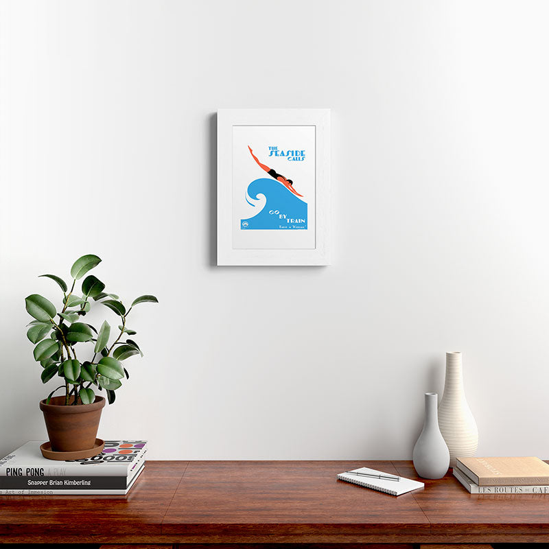 1938 AUSTRALIA The Seaside Calls Train Travel Poster Framed Art Print