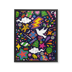 60s 70s psychedelic Modern Christmas Confetti Pattern Framed Canvas Print