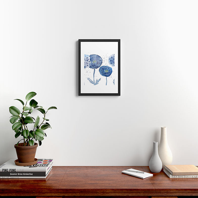 4 indigo abstract dandelion 2 Framed Art Print