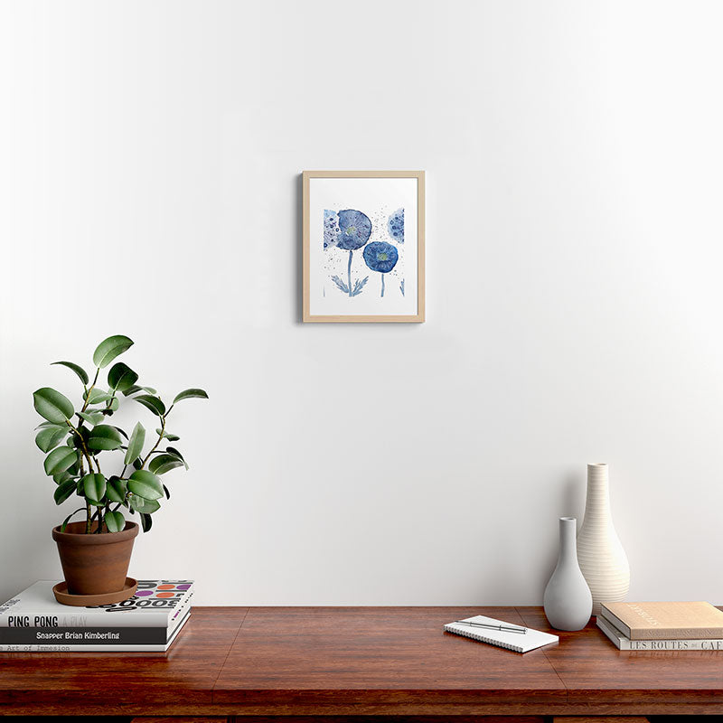 4 indigo abstract dandelion 2 Framed Art Print