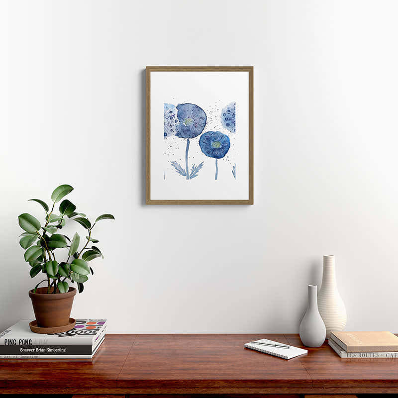 4 indigo abstract dandelion 2 Framed Art Print