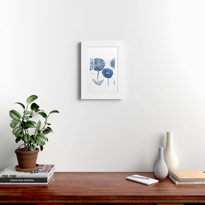 4 indigo abstract dandelion 2 Framed Art Print
