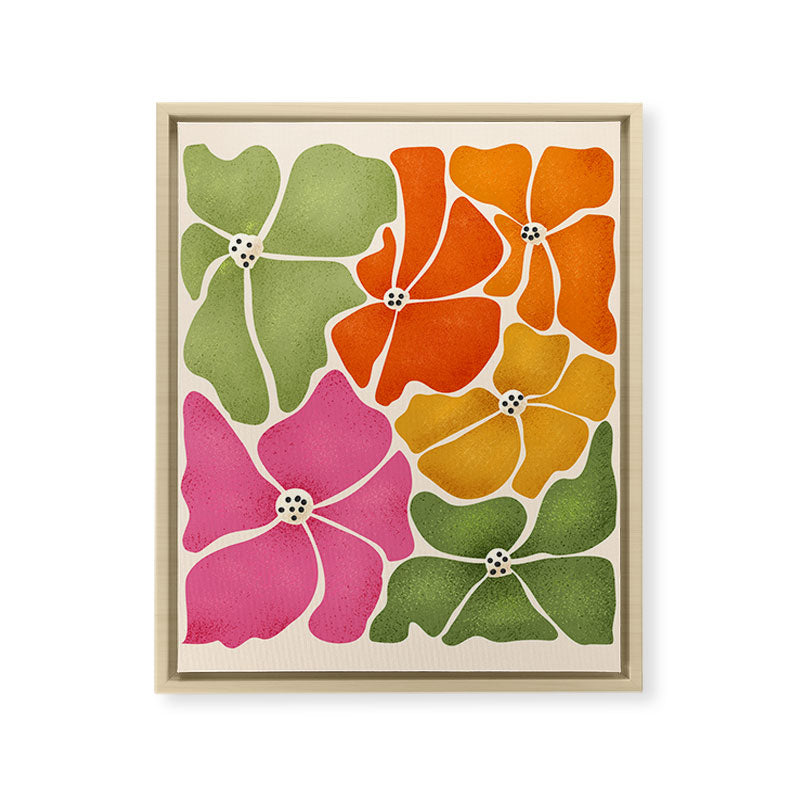 70's Florals Framed Canvas Print
