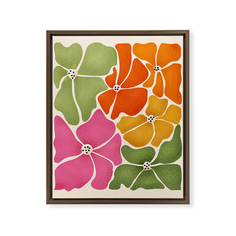 70's Florals Framed Canvas Print