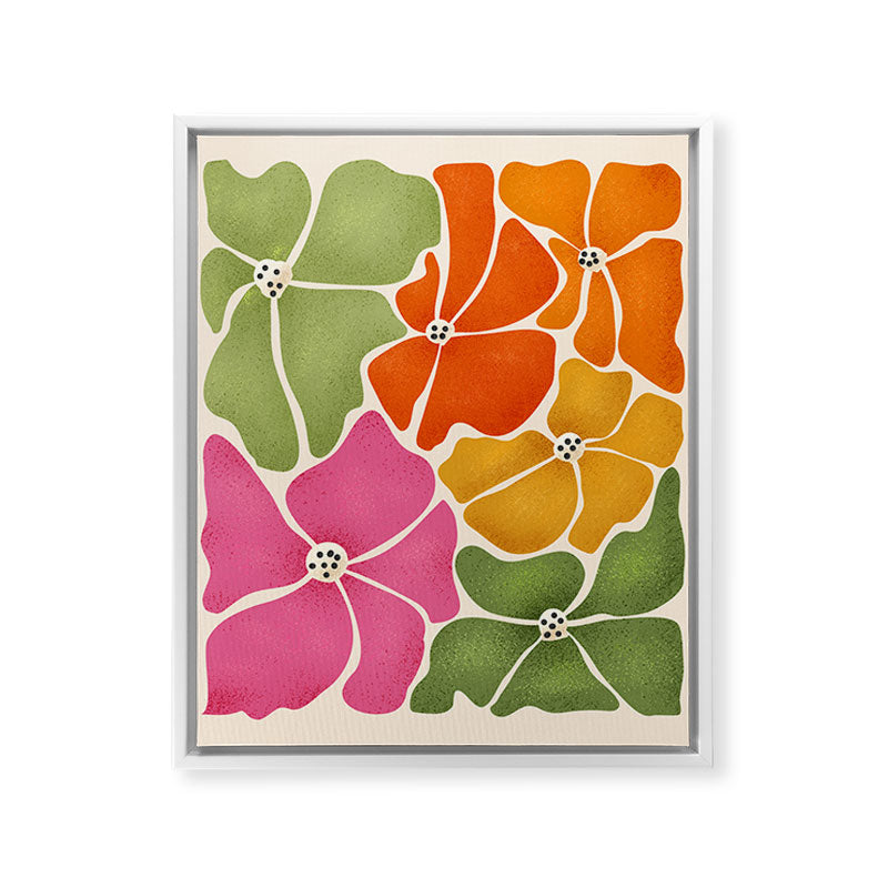 70's Florals Framed Canvas Print