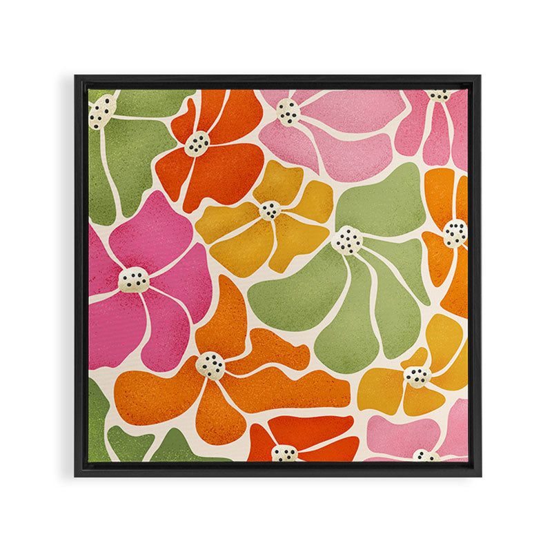 70's Florals Framed Canvas Print
