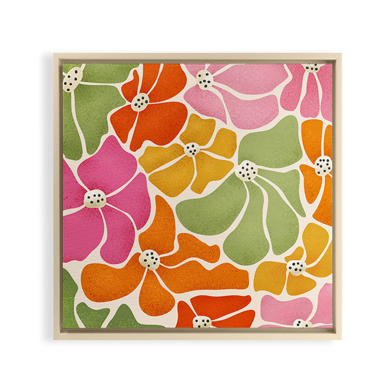 70's Florals Framed Canvas Print