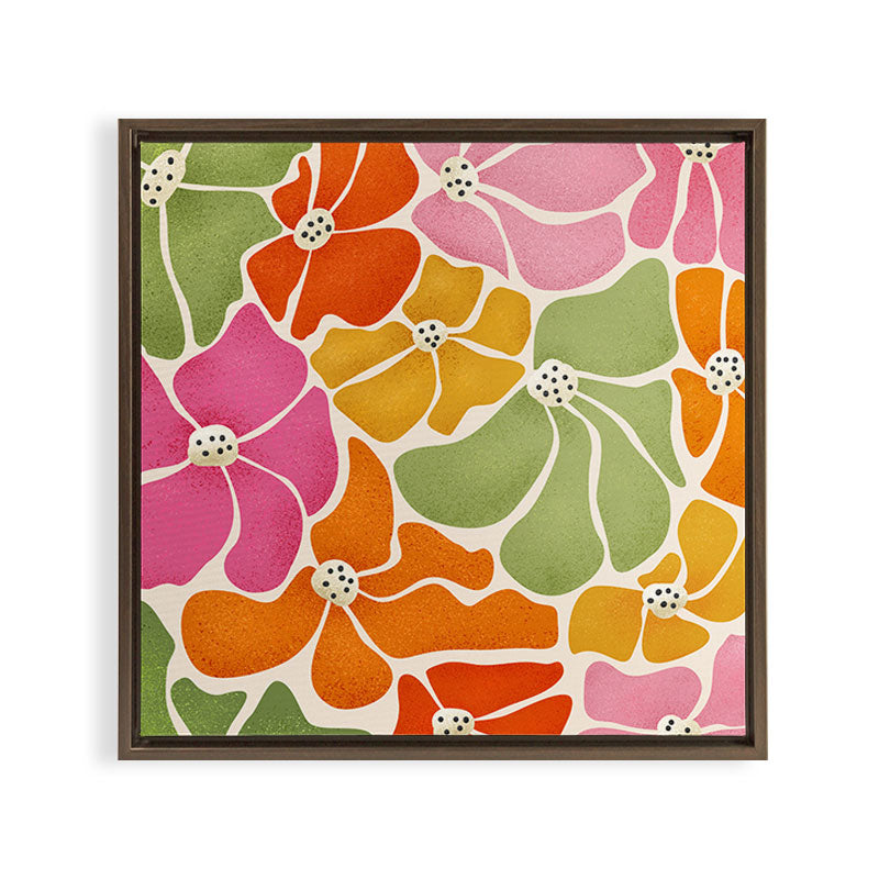 70's Florals Framed Canvas Print