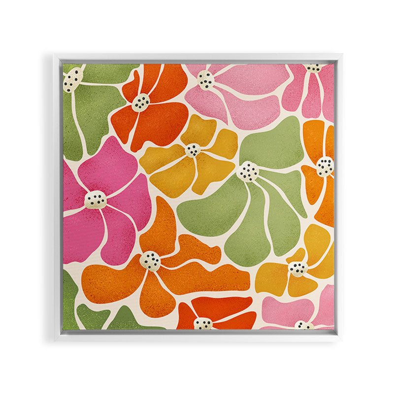 70's Florals Framed Canvas Print