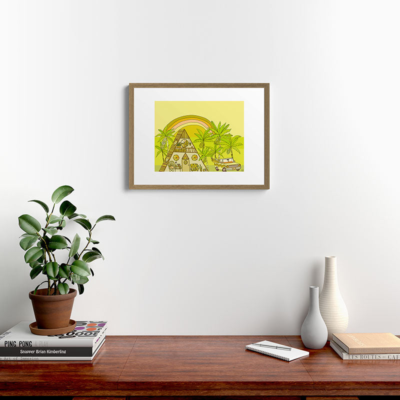a frame simple living // banana pancakes // retro surf art by surfy birdy Framed Art Print