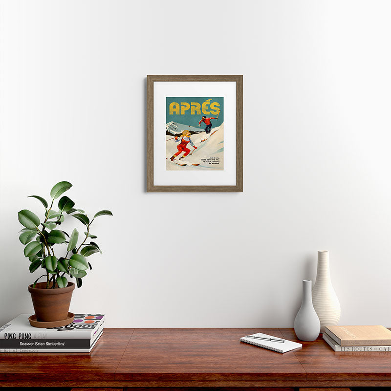 "Apres" Retro Pinup Ski Art Framed Art Print