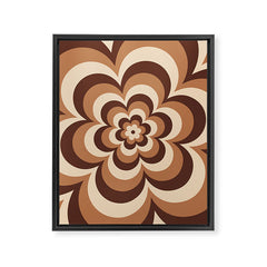 70s Retro Flower Power in Coffee Brown Framed Canvas Print