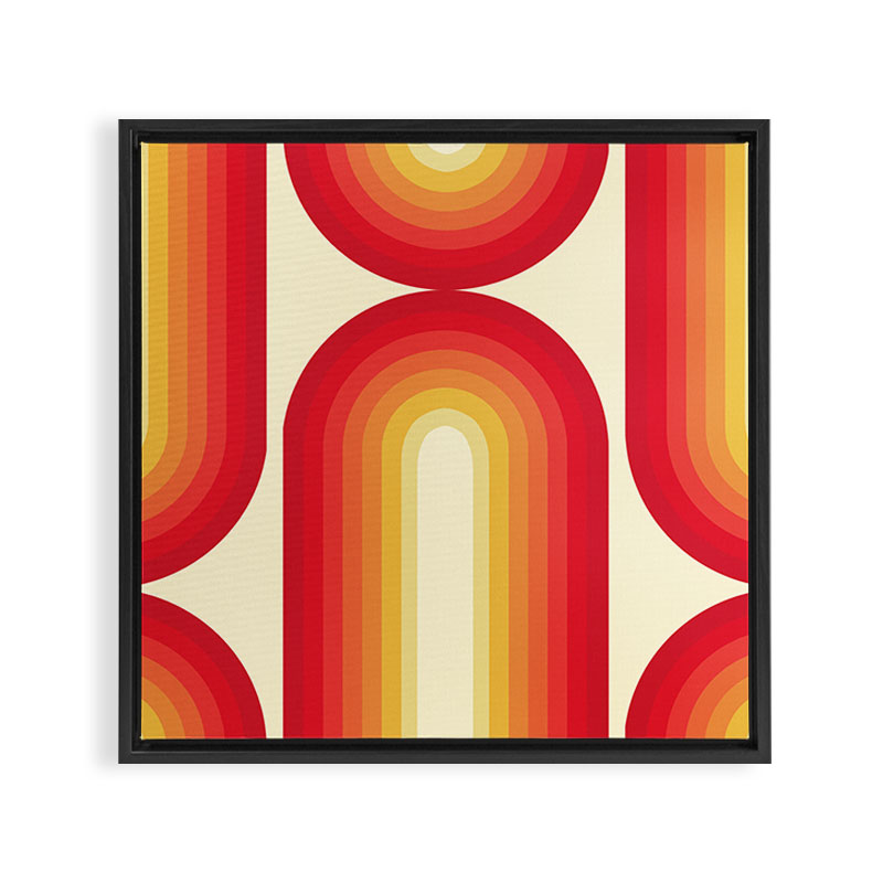 70s Retro Sun Framed Canvas Print