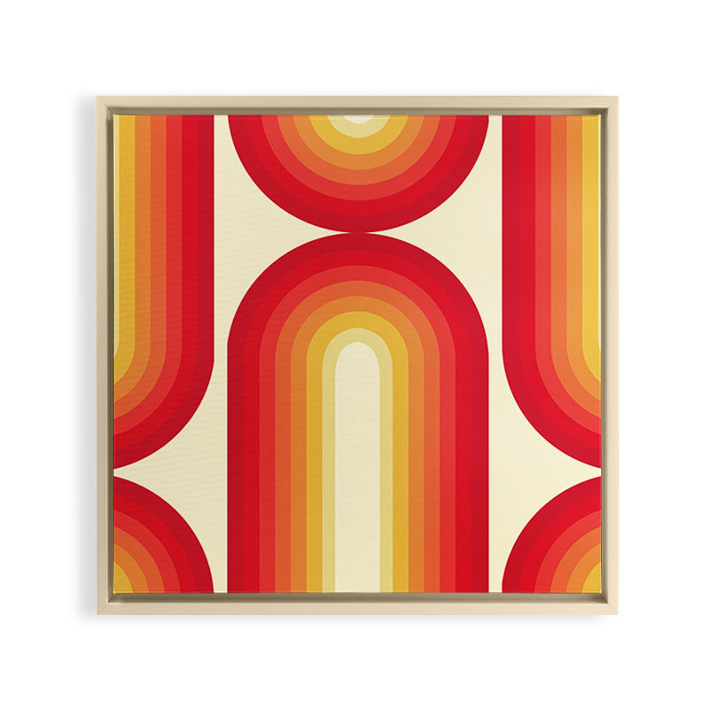 70s Retro Sun Framed Canvas Print