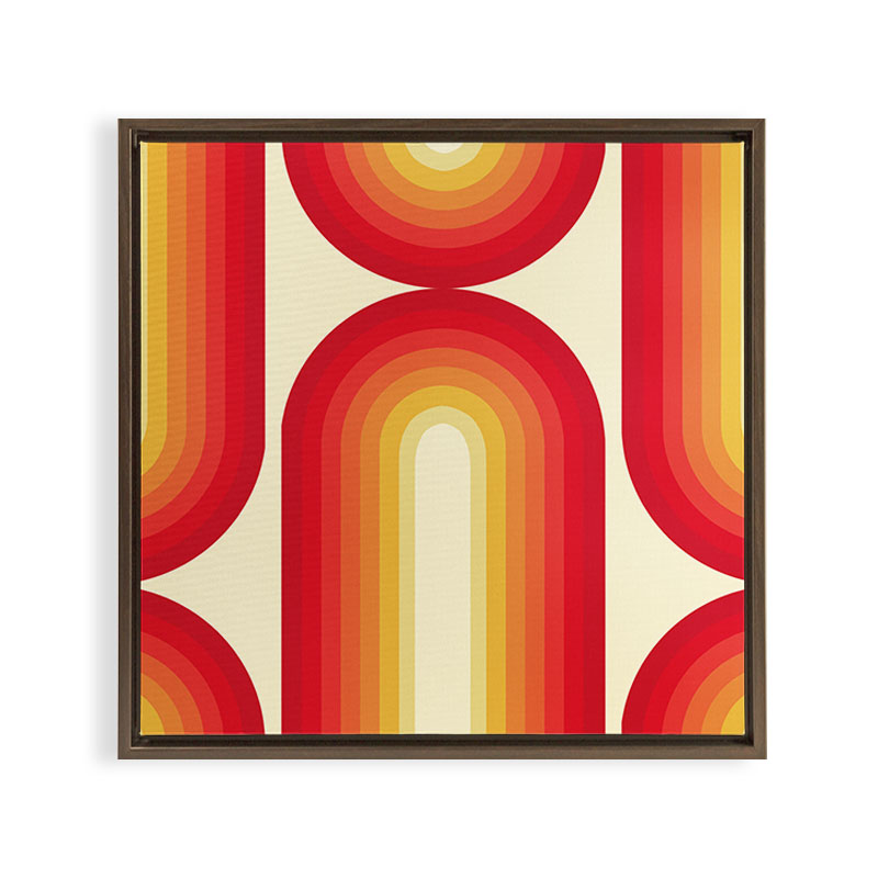 70s Retro Sun Framed Canvas Print