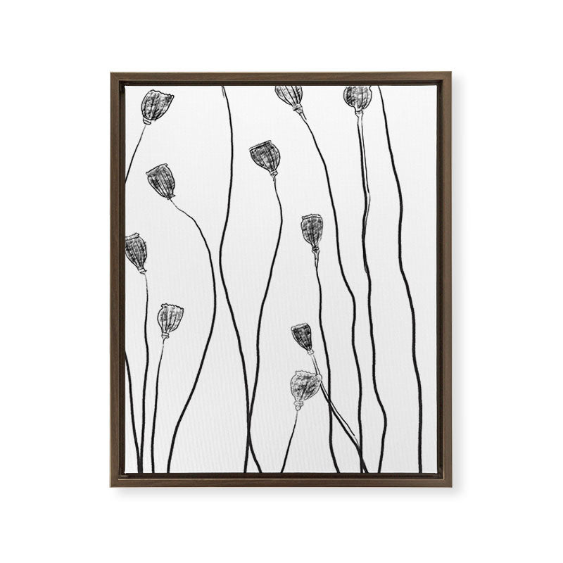 A group of poppy heads Framed Canvas Print