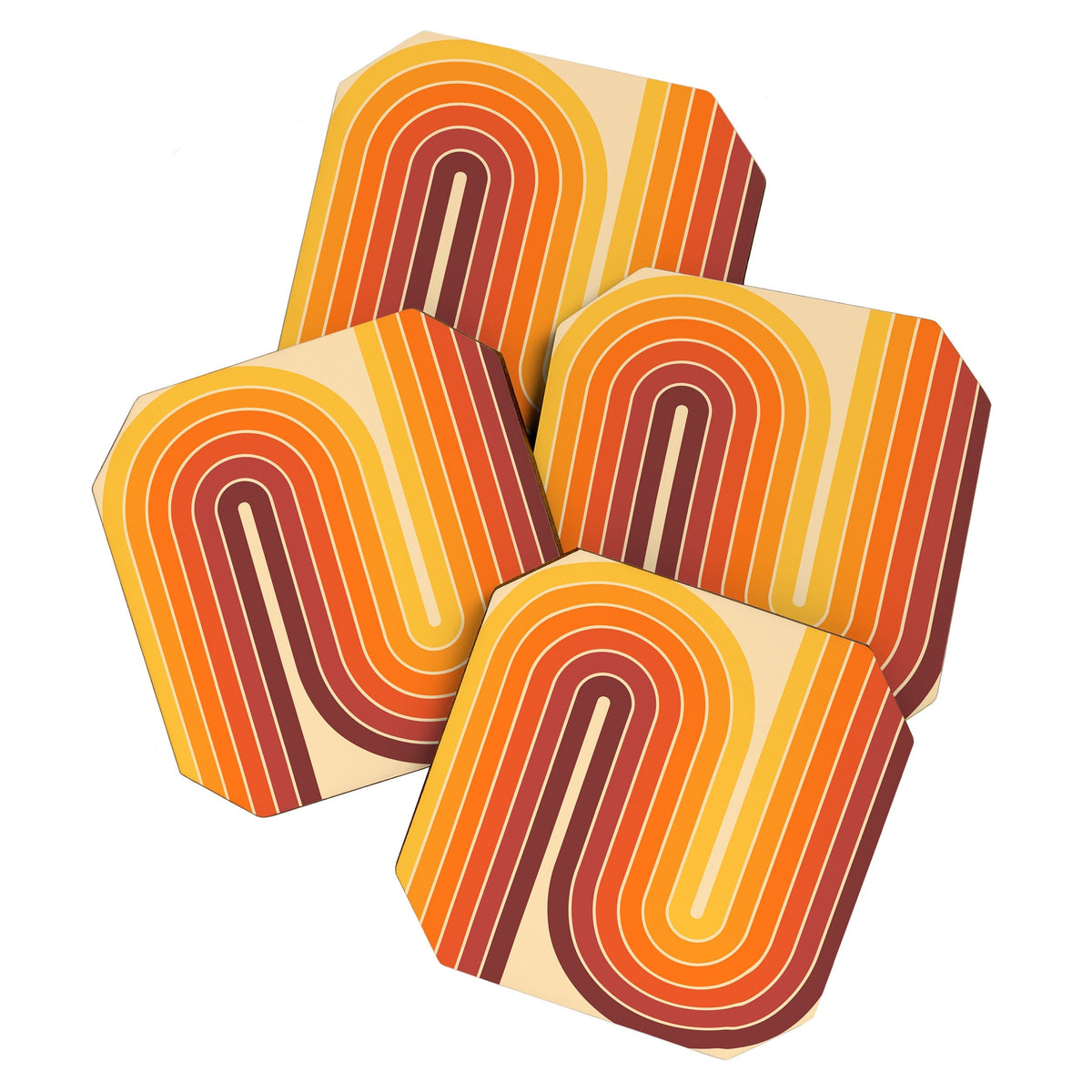 70s Retro Vintage Style Geometric Design 371 Autumn Coaster