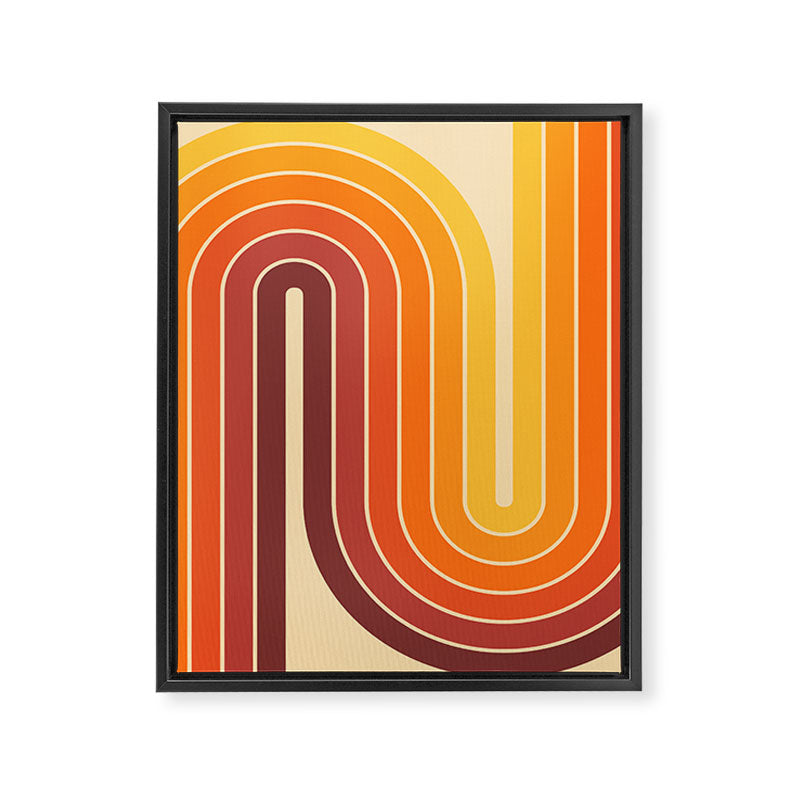 70s Retro Vintage Style Geometric Design 371 Autumn Framed Canvas Print