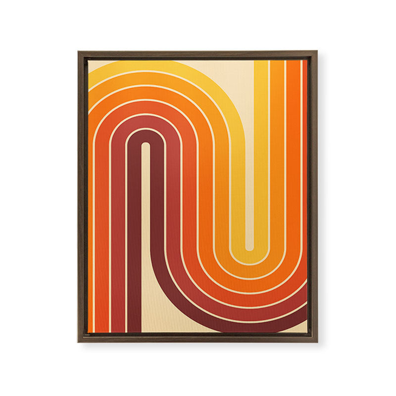 70s Retro Vintage Style Geometric Design 371 Autumn Framed Canvas Print