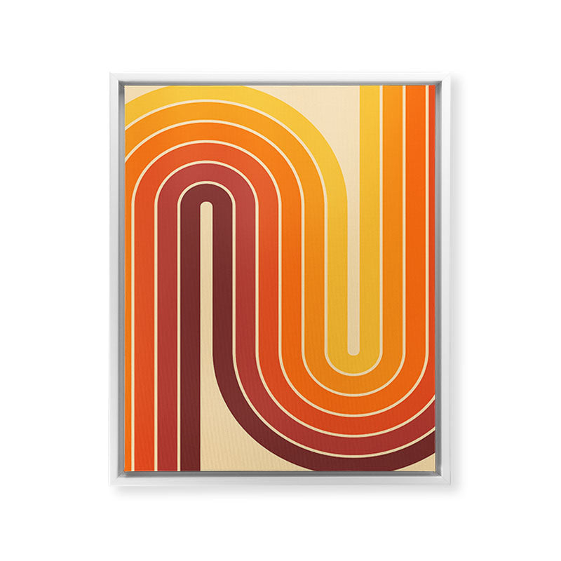 70s Retro Vintage Style Geometric Design 371 Autumn Framed Canvas Print