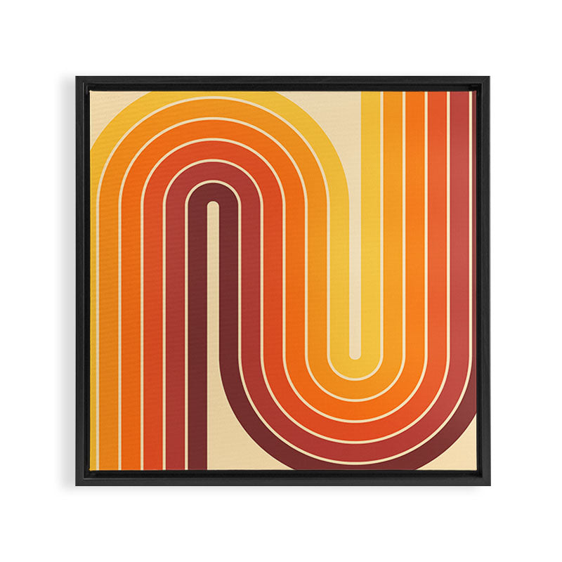 70s Retro Vintage Style Geometric Design 371 Autumn Framed Canvas Print