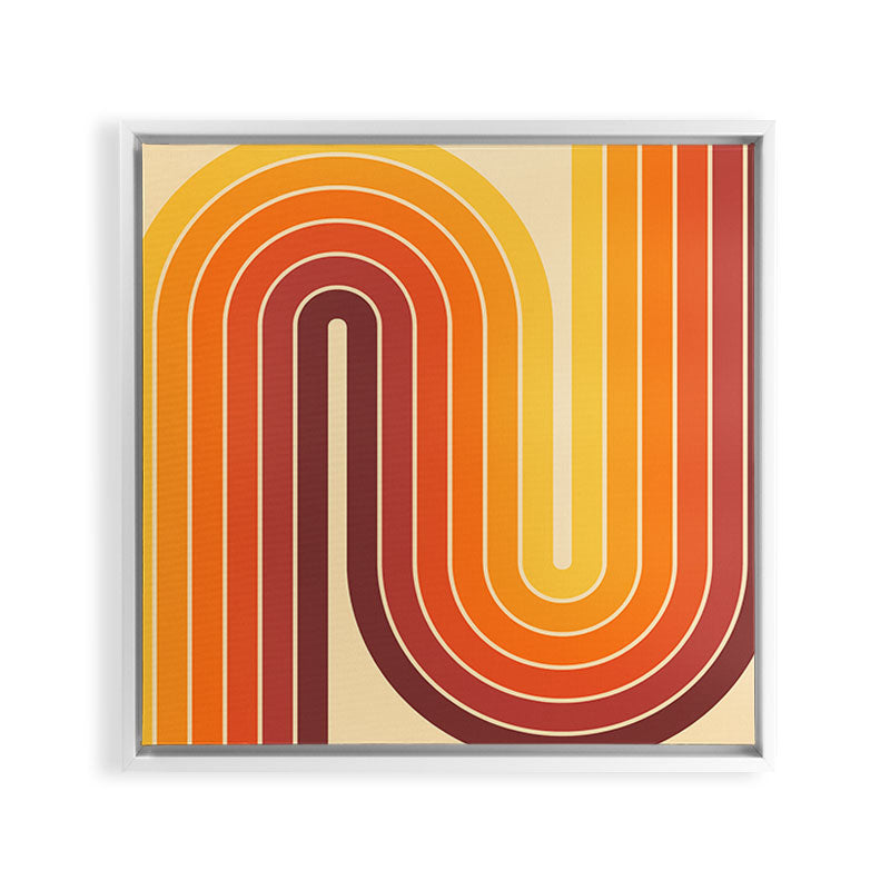 70s Retro Vintage Style Geometric Design 371 Autumn Framed Canvas Print