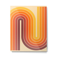 70s Retro Vintage Style Geometric Design 371 Autumn Metal Print
