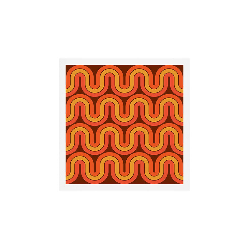 70s Retro Vintage Style Geometric Pattern Autumn Brown Orange and Yellow Art Print
