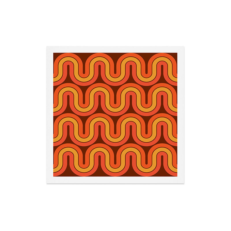 70s Retro Vintage Style Geometric Pattern Autumn Brown Orange and Yellow Art Print