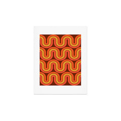 70s Retro Vintage Style Geometric Pattern Autumn Brown Orange and Yellow Art Print