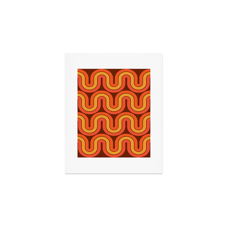 70s Retro Vintage Style Geometric Pattern Autumn Brown Orange and Yellow Art Print