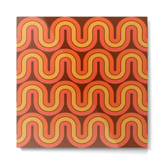 70s Retro Vintage Style Geometric Pattern Autumn Brown Orange and Yellow Metal Print