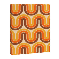 70s Retro Vintage Style Wave Pattern Autumn Brown Orange and Yellow Canvas Print